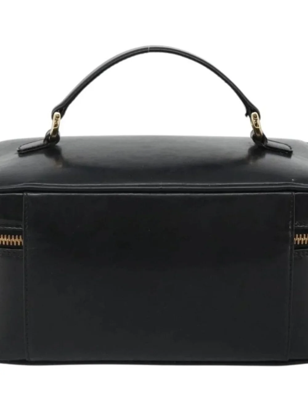 GUCCI Vanity Hand Bag Leather Black Gold 032 1956 0150 Auth ka4794